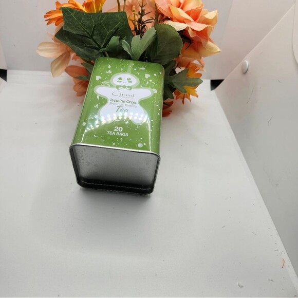 Hand Crafted Floral Table Centerpiece Peach Daisy Tea Tin - Picture 4 of 8